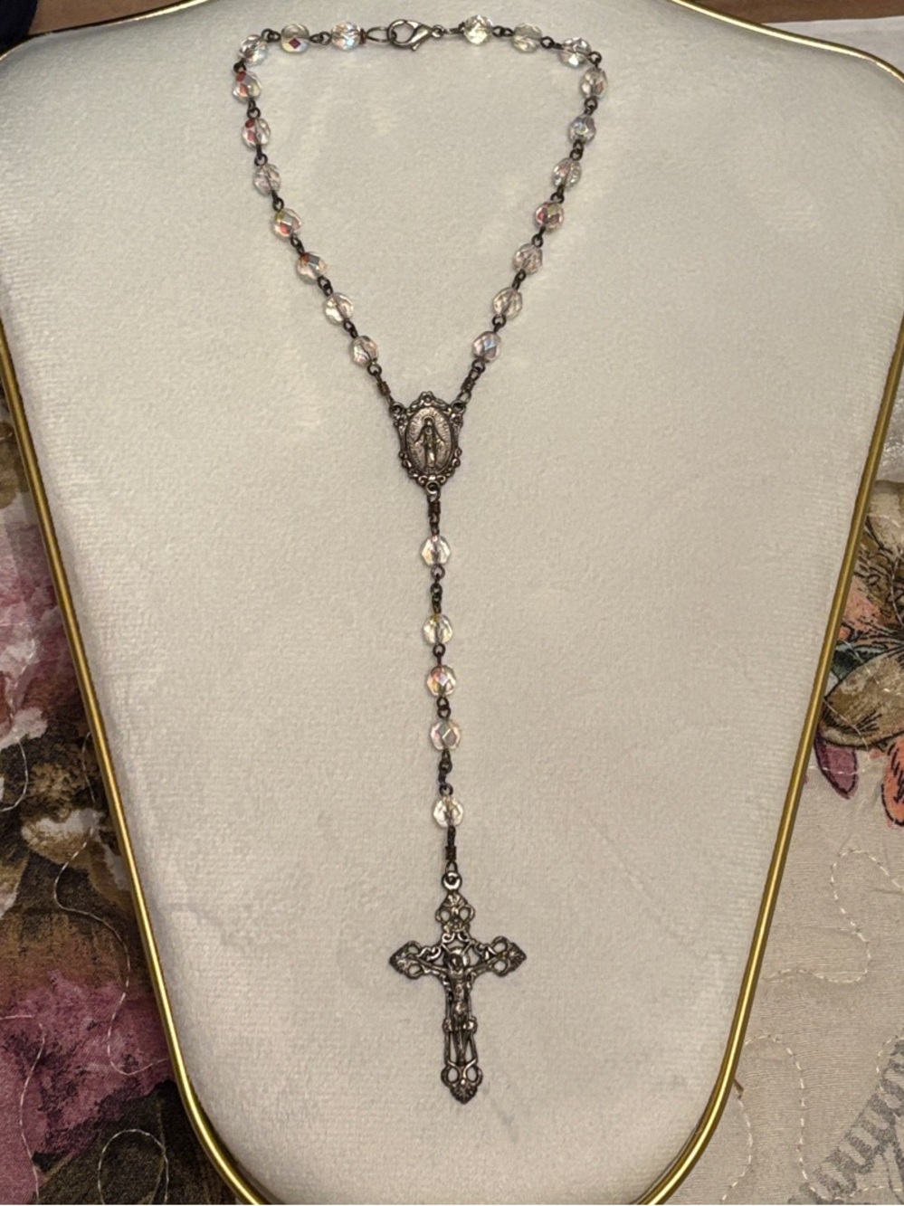 One-Decade/Bracelet/Car Rosary-Style Women’s Necklace with Iri Crystal Beads